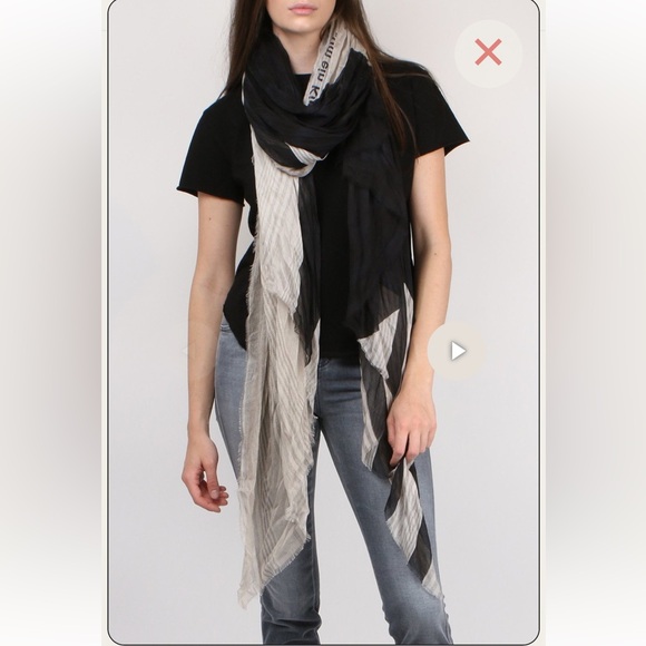 Annette Gortz Accessories - Annette Gortz Large Cotton Silk Gray Sheer Scarf
